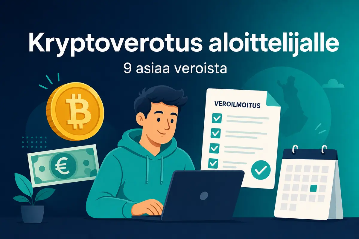 Kryptoverotus aloittelijalle: mitä uuden kryptosijoittajan pitää tietää veroista kansikuva